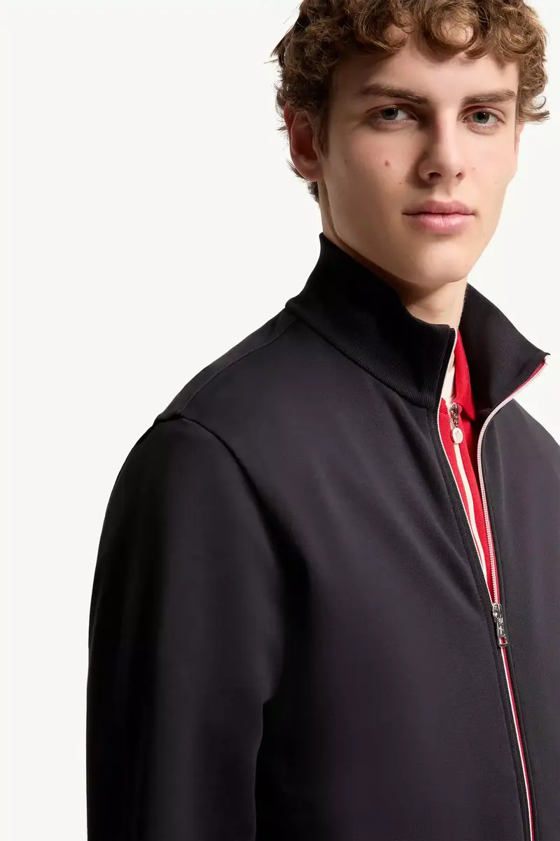 Moncler Tricolor-trimmed Cotton Zip-up Sweatshirt | Thumbnail 7