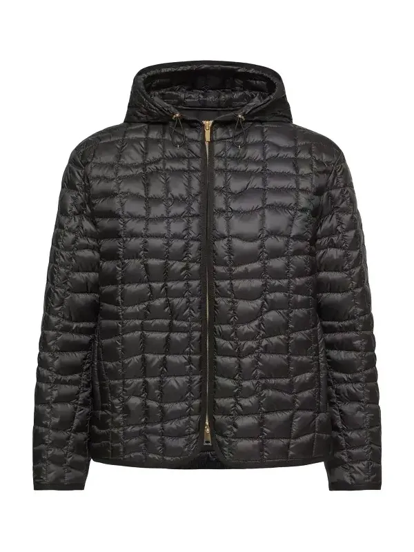 Eglantier Hooded Geometric-quilted Short Down Jacket