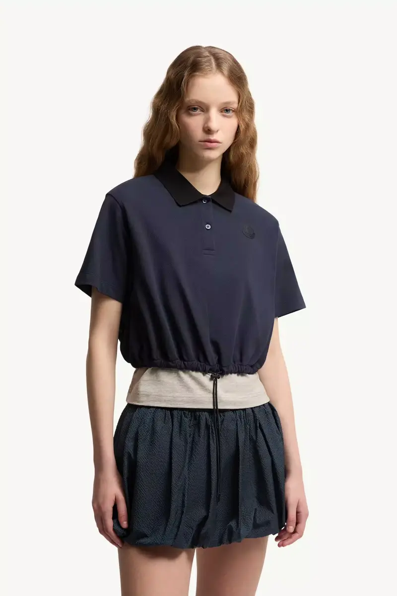 Moncler Cropped Cotton Piquet Polo Shirt | Thumbnail 5 Moncler Cropped Cotton Piquet Polo Shirt | Thumbnail 5