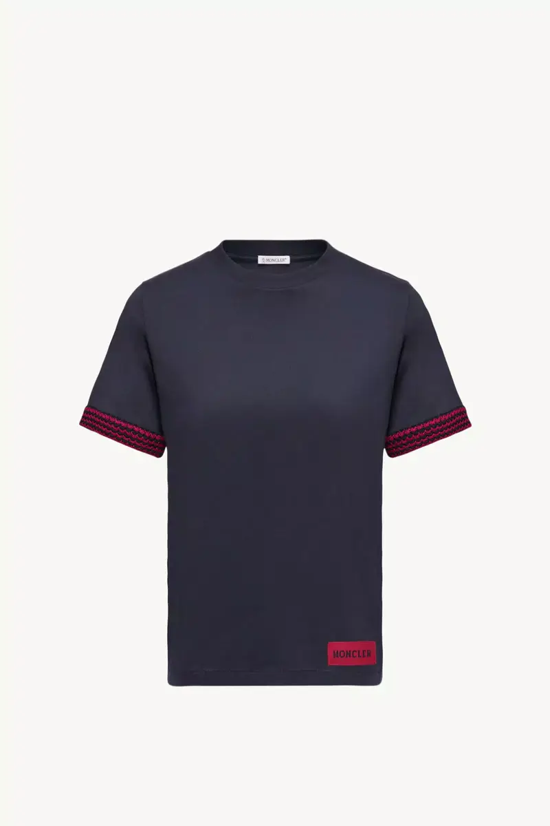 Moncler Crochet-trimmed Cotton Logo T-shirt | Thumbnail 2 Moncler Crochet-trimmed Cotton Logo T-shirt | Thumbnail 2