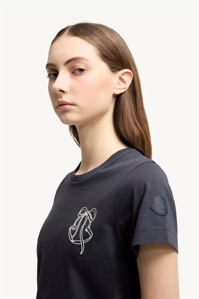Moncler Embroidered Logo Cotton T-shirt | Thumbnail 4 Moncler Embroidered Logo Cotton T-shirt | Thumbnail 4