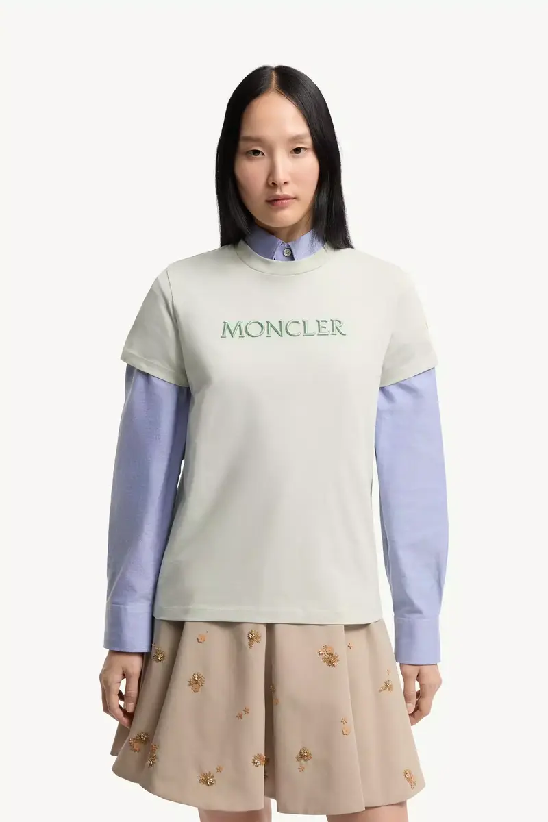 Moncler Embroidered Tonal Logo Cotton T-shirt | Thumbnail 4 Moncler Embroidered Tonal Logo Cotton T-shirt | Thumbnail 4