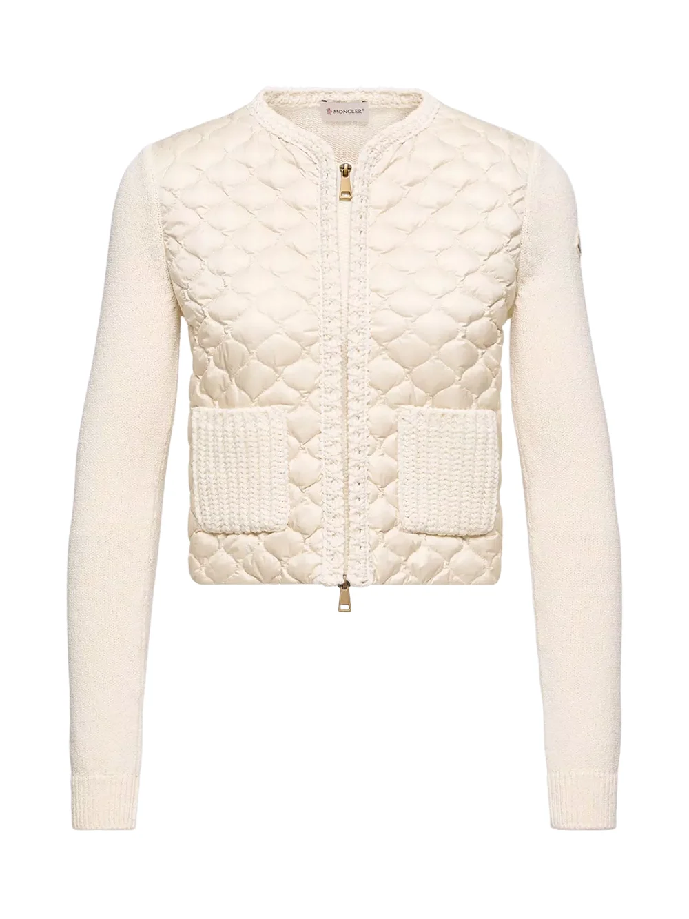 Geometric-quilted Padded Zip-up Cardigan Geometric-quilted Padded Zip-up Cardigan