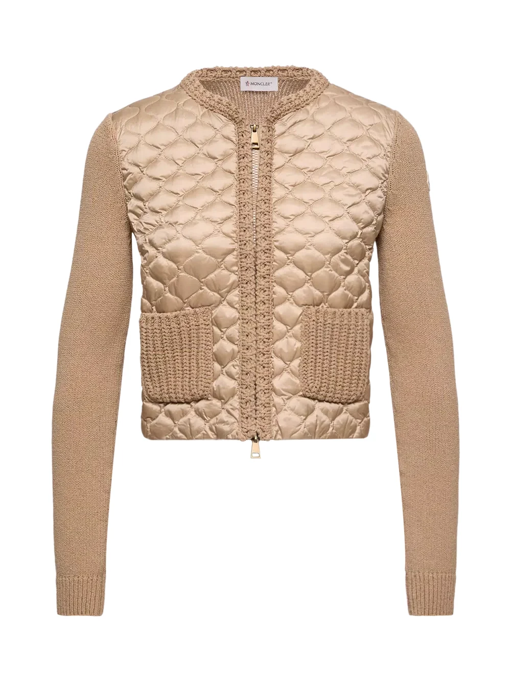 Geometric-quilted Padded Zip-up Cardigan Geometric-quilted Padded Zip-up Cardigan