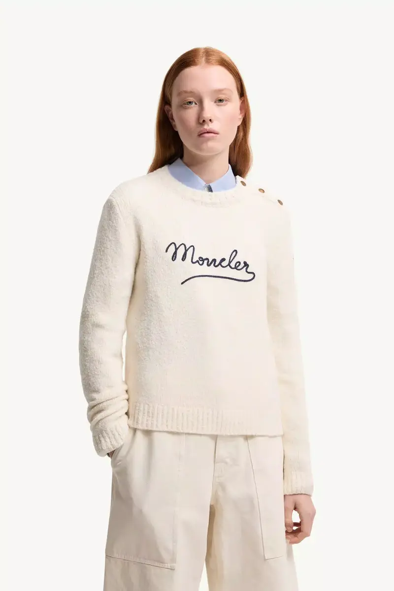 Moncler Embroidered Logo Cotton Blend Sweater | Thumbnail 5 Moncler Embroidered Logo Cotton Blend Sweater | Thumbnail 5