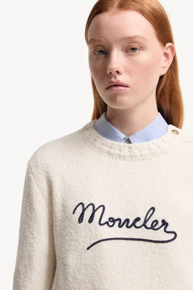 Moncler Embroidered Logo Cotton Blend Sweater | Thumbnail 7 Moncler Embroidered Logo Cotton Blend Sweater | Thumbnail 7