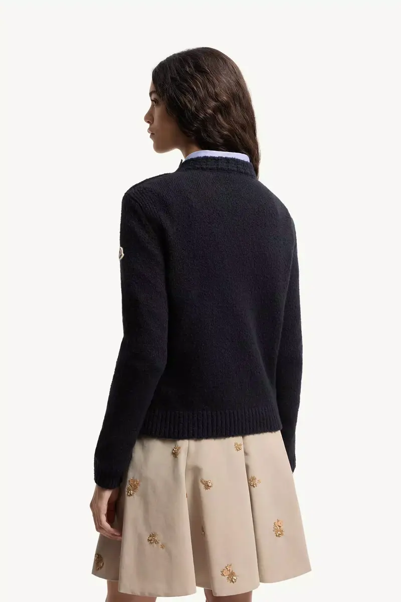Moncler Embroidered Logo Cotton Blend Sweater | Thumbnail 6 Moncler Embroidered Logo Cotton Blend Sweater | Thumbnail 6