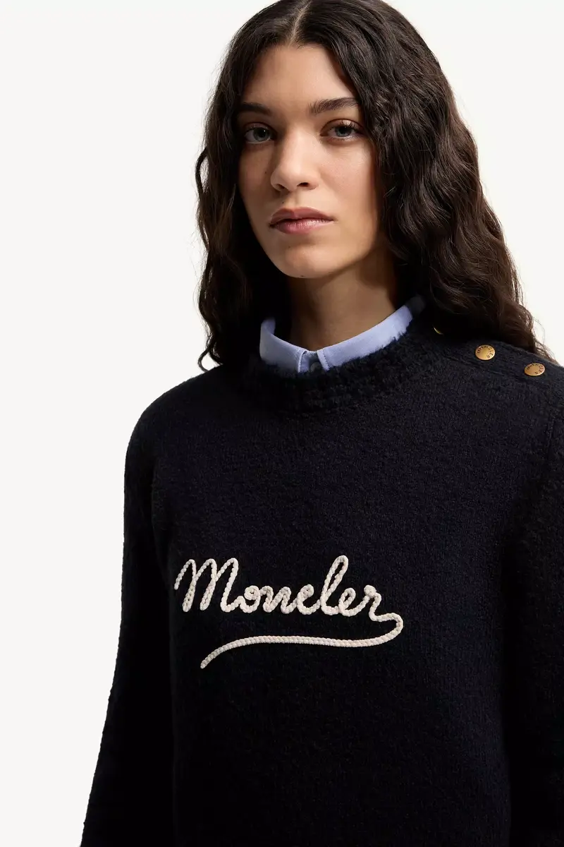 Moncler Embroidered Logo Cotton Blend Sweater | Thumbnail 7 Moncler Embroidered Logo Cotton Blend Sweater | Thumbnail 7