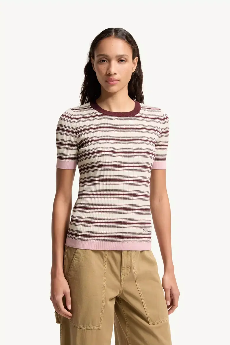 Moncler Striped Cotton T-shirt | Thumbnail 5 Moncler Striped Cotton T-shirt | Thumbnail 5