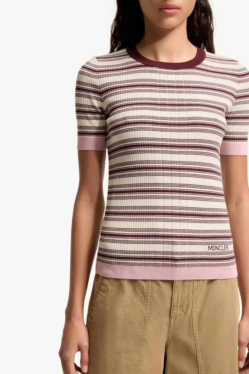 Moncler Striped Cotton T-shirt | Thumbnail 7 Moncler Striped Cotton T-shirt | Thumbnail 7