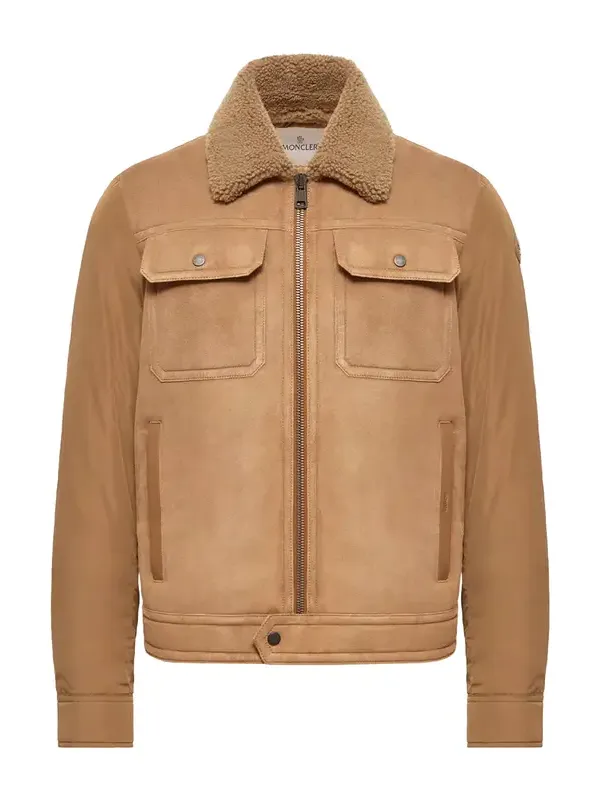 Zerique Shearling & Suede Short Down Jacket Zerique Shearling & Suede Short Down Jacket