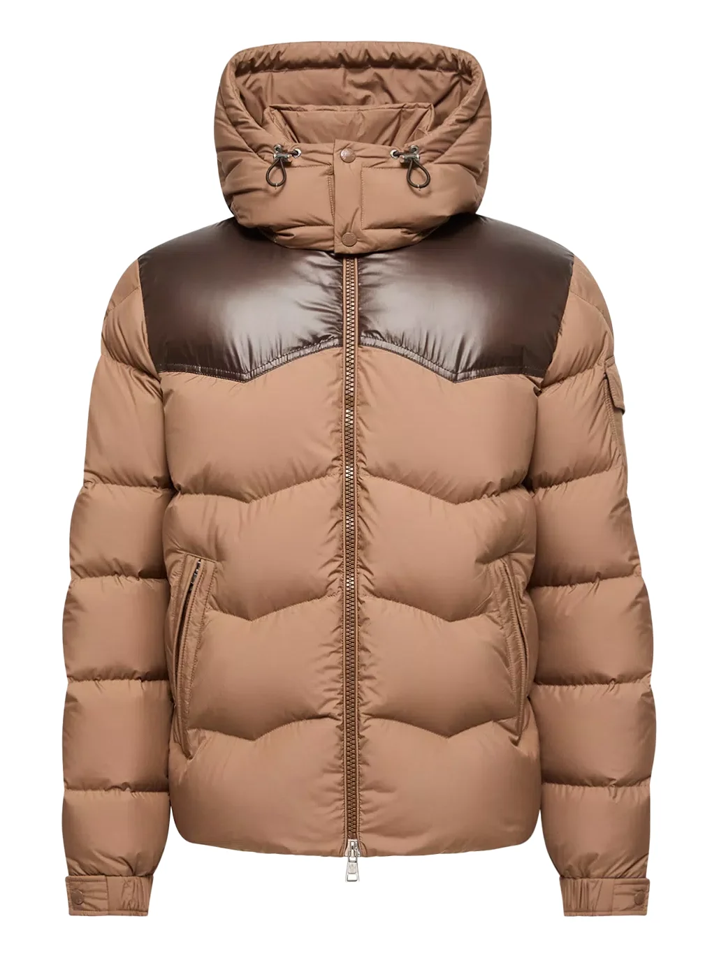 Ravelis Hooded Zig-zag Quilted Short Down Jacket