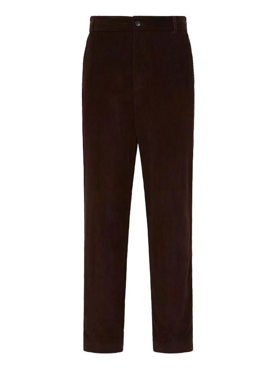 Leather Logo Corduroy Pants