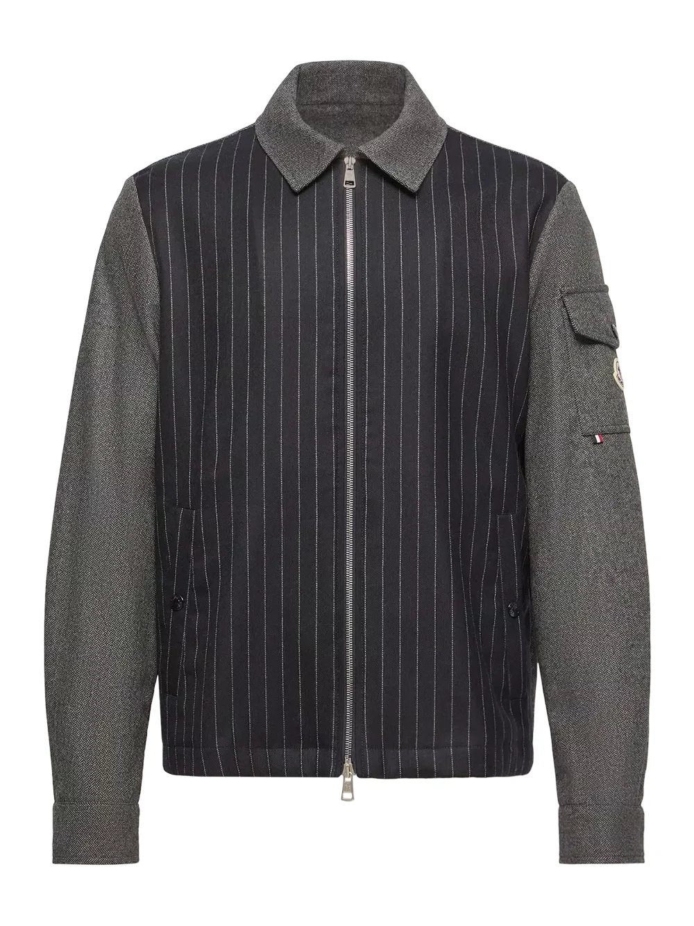 Herringbone Wool Blend Zip-up Shirt Jacket Herringbone Wool Blend Zip-up Shirt Jacket