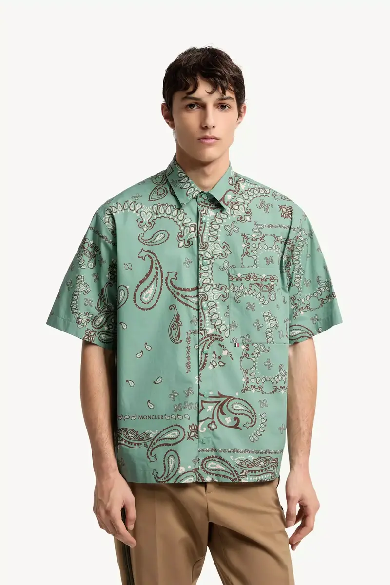 Moncler Paisley Cotton Short Sleeve Shirt | Thumbnail 5 Moncler Paisley Cotton Short Sleeve Shirt | Thumbnail 5