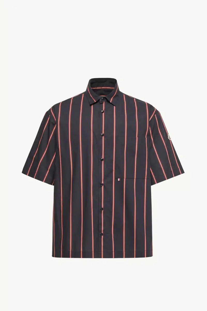 Moncler Striped Cotton Short Sleeve Shirt | Thumbnail 2 Moncler Striped Cotton Short Sleeve Shirt | Thumbnail 2