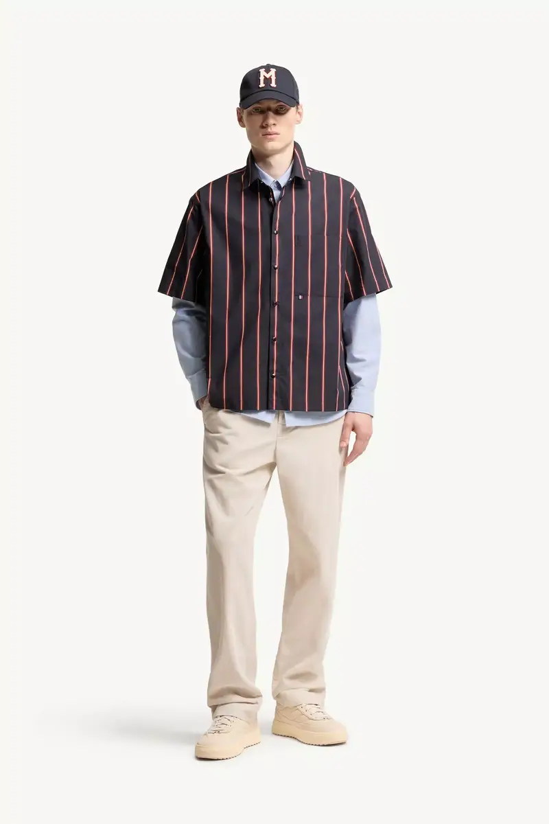 Moncler Striped Cotton Short Sleeve Shirt | Thumbnail 3 Moncler Striped Cotton Short Sleeve Shirt | Thumbnail 3