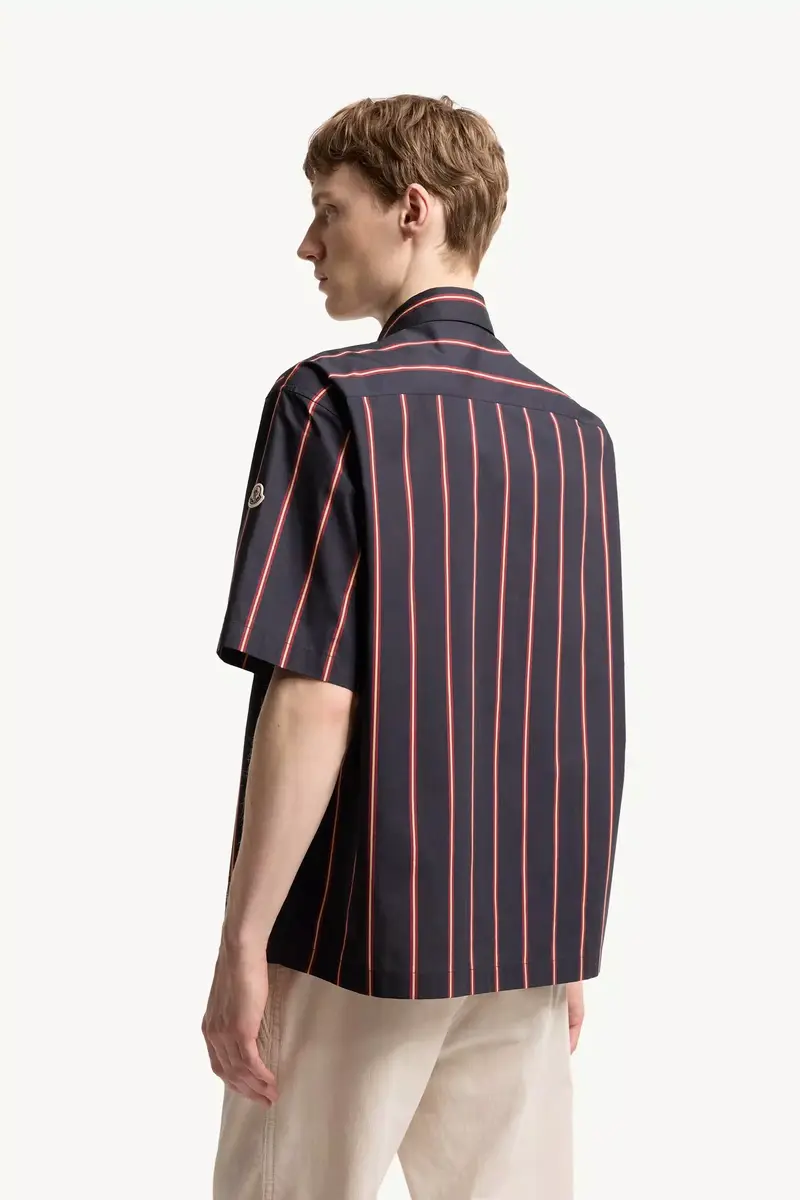 Moncler Striped Cotton Short Sleeve Shirt | Thumbnail 6 Moncler Striped Cotton Short Sleeve Shirt | Thumbnail 6