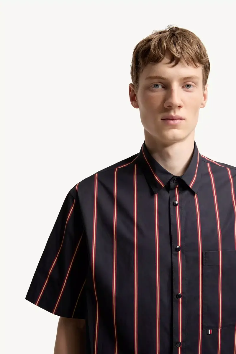 Moncler Striped Cotton Short Sleeve Shirt | Thumbnail 7 Moncler Striped Cotton Short Sleeve Shirt | Thumbnail 7