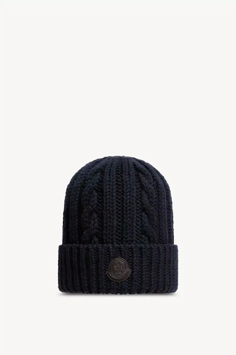 Moncler Leather Logo Wool Beanie | Thumbnail 2