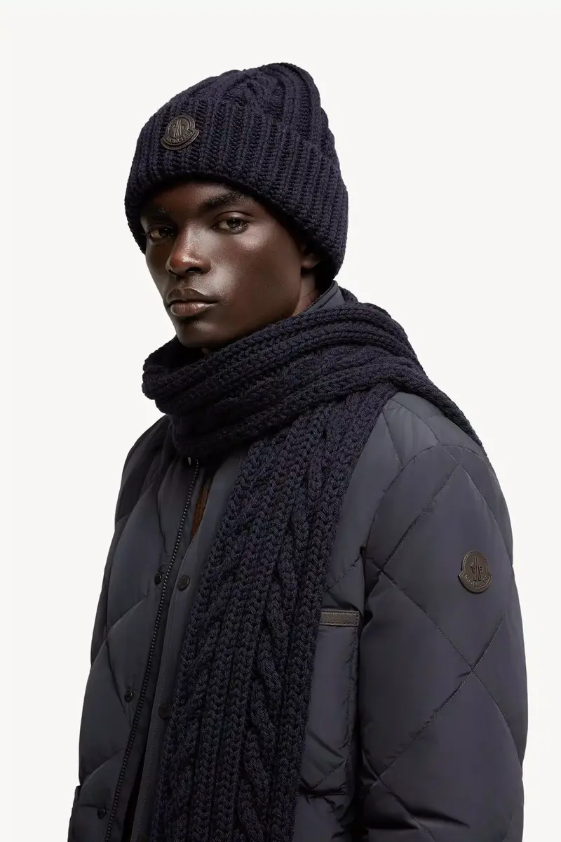 Moncler Leather Logo Wool Beanie | Thumbnail 3