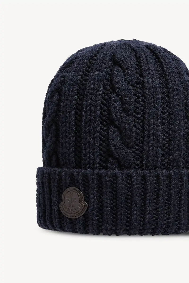 Moncler Leather Logo Wool Beanie | Thumbnail 4
