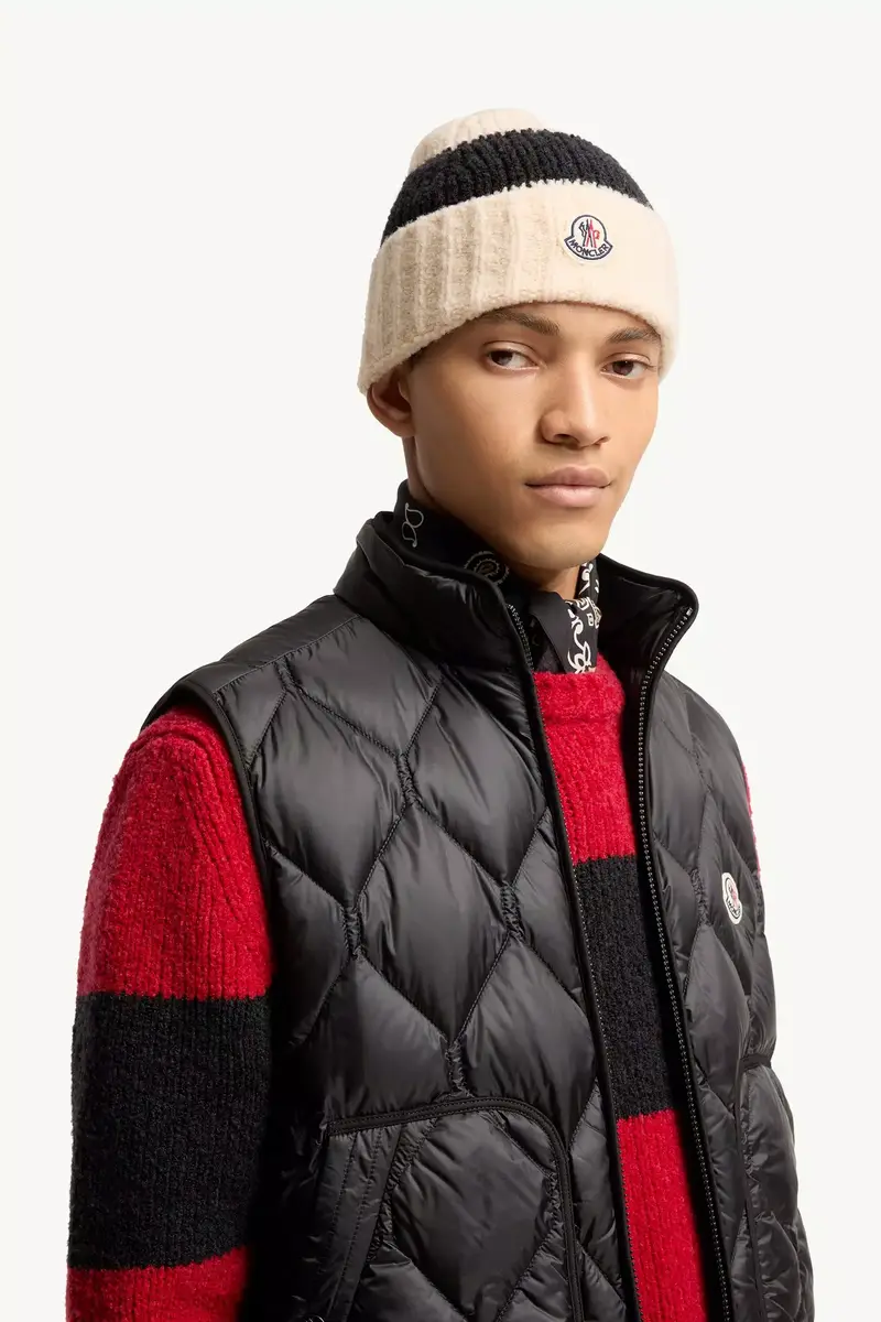 Moncler Striped Wool Blend Bouclé Knit Beanie | Thumbnail 3