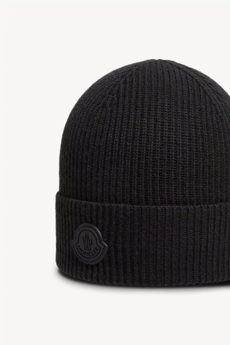 Moncler Logo Wool Beanie | Thumbnail 4 Moncler Logo Wool Beanie | Thumbnail 4