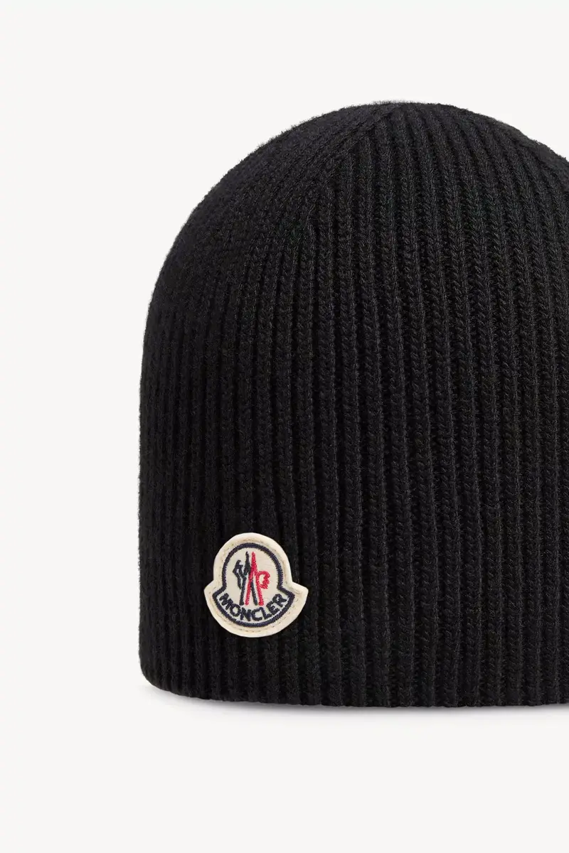 Moncler Logo Wool Beanie | Thumbnail 4 Moncler Logo Wool Beanie | Thumbnail 4