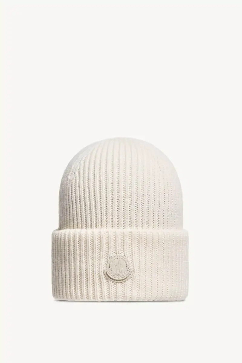 Moncler Leather Logo Cashmere Beanie | Thumbnail 2 Moncler Leather Logo Cashmere Beanie | Thumbnail 2