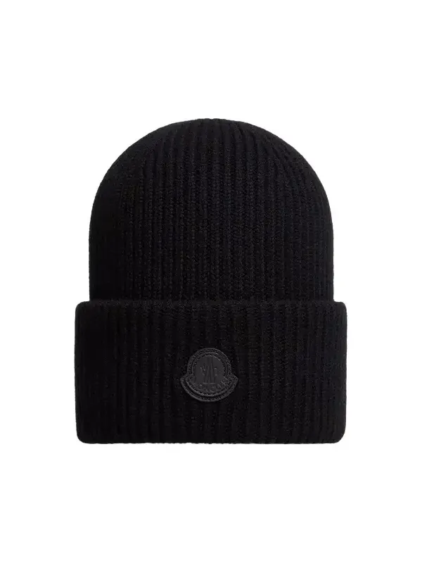 Leather Logo Cashmere Beanie