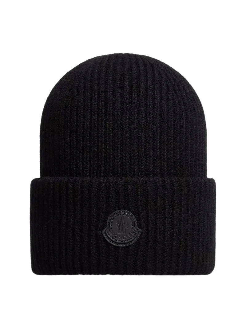 Moncler Leather Logo Cashmere Beanie