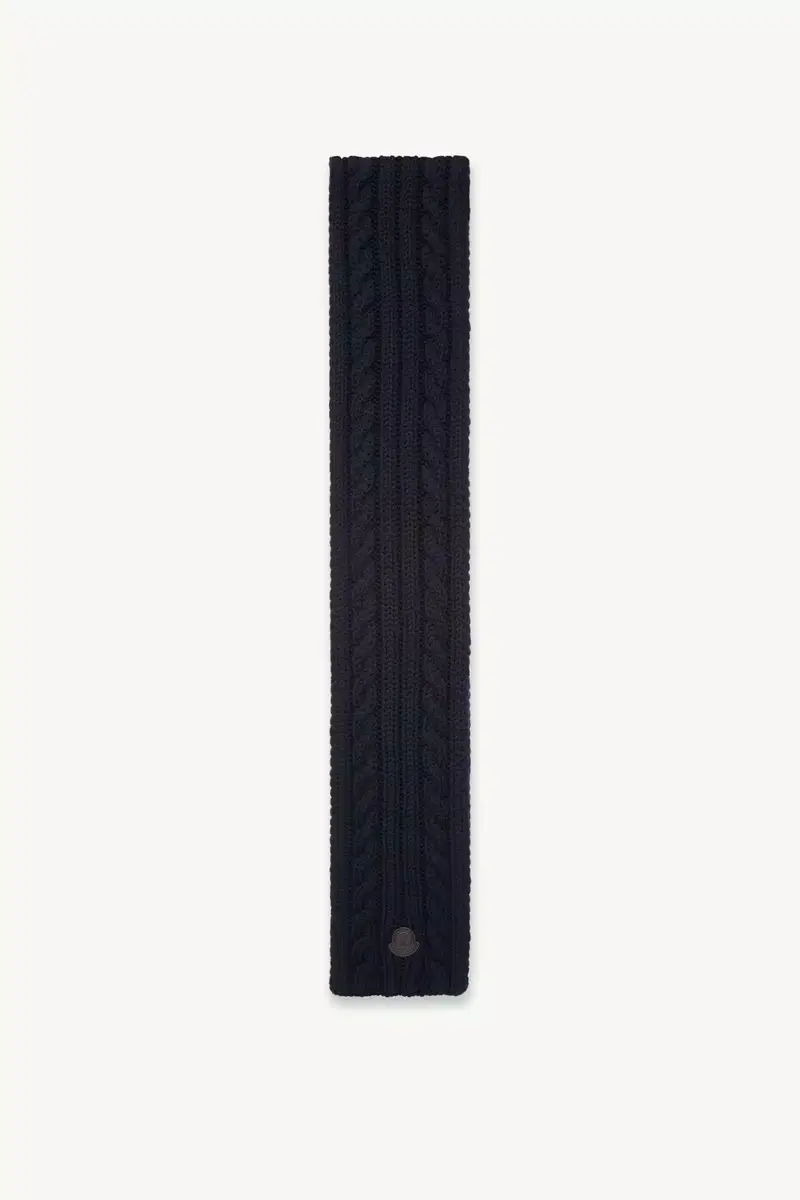 Moncler Leather Logo Wool Scarf | Thumbnail 2