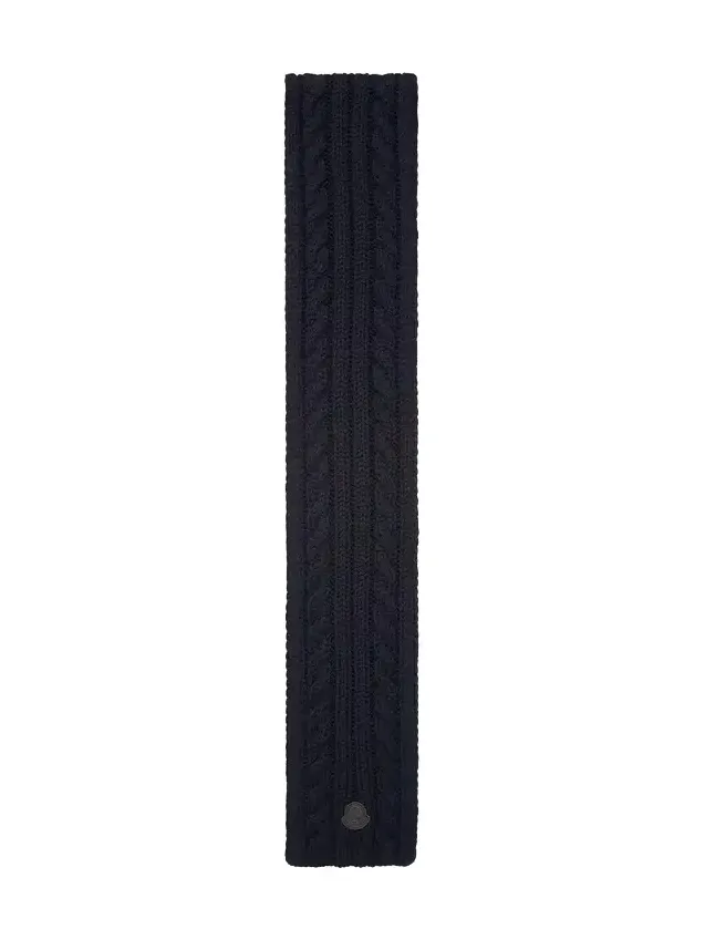 Leather Logo Wool Scarf