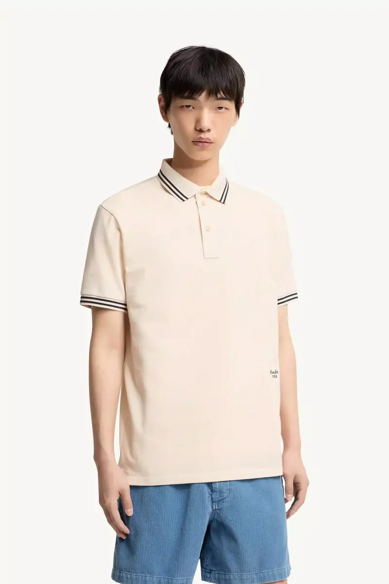 Moncler Striped Trim Cotton Piquet Polo Shirt | Thumbnail 5 Moncler Striped Trim Cotton Piquet Polo Shirt | Thumbnail 5