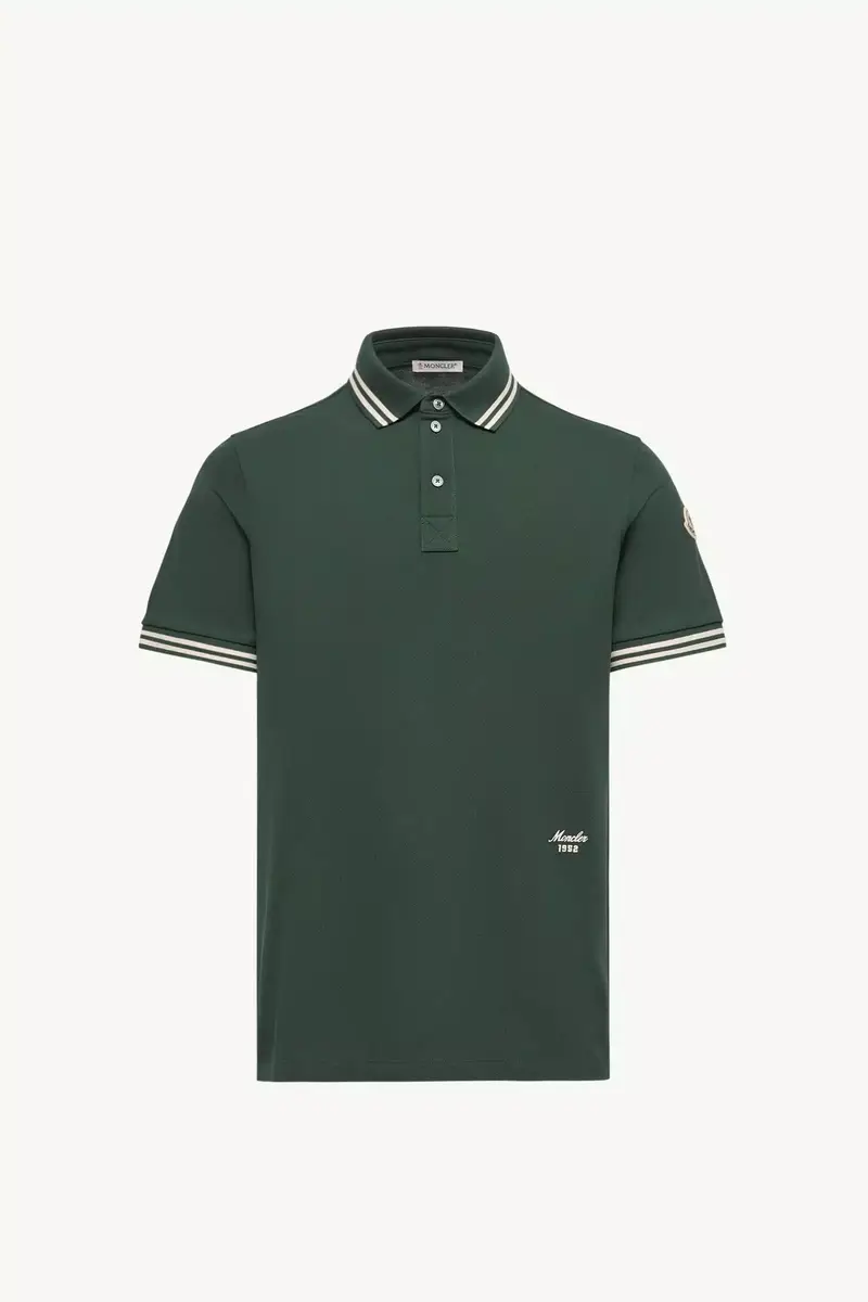Moncler Striped Trim Cotton Piquet Polo Shirt | Thumbnail 2 Moncler Striped Trim Cotton Piquet Polo Shirt | Thumbnail 2