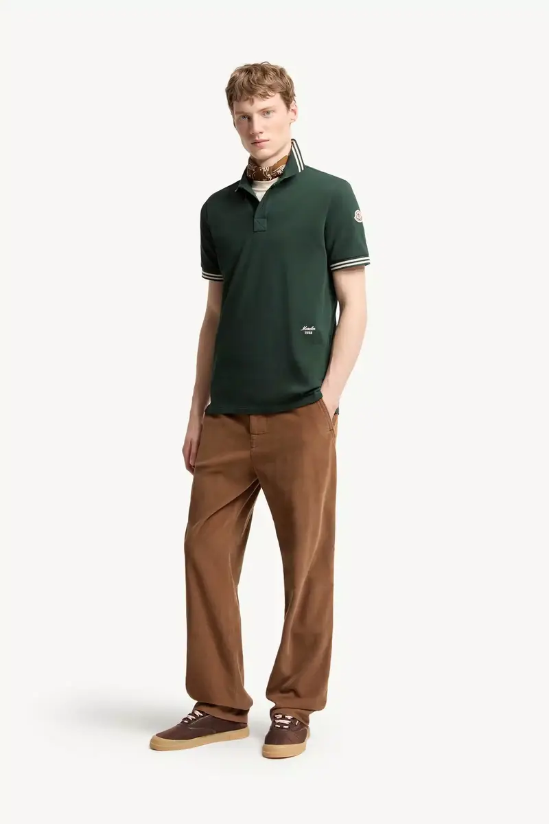 Moncler Striped Trim Cotton Piquet Polo Shirt | Thumbnail 3 Moncler Striped Trim Cotton Piquet Polo Shirt | Thumbnail 3