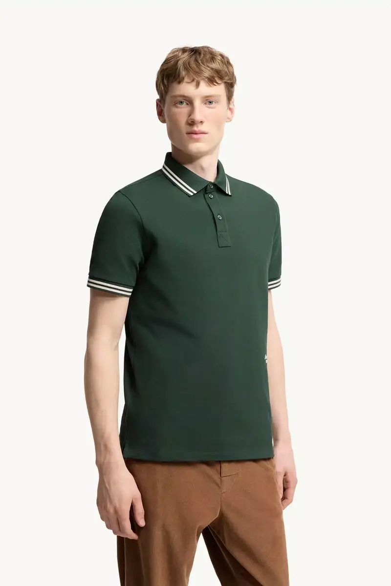 Moncler Striped Trim Cotton Piquet Polo Shirt | Thumbnail 5 Moncler Striped Trim Cotton Piquet Polo Shirt | Thumbnail 5