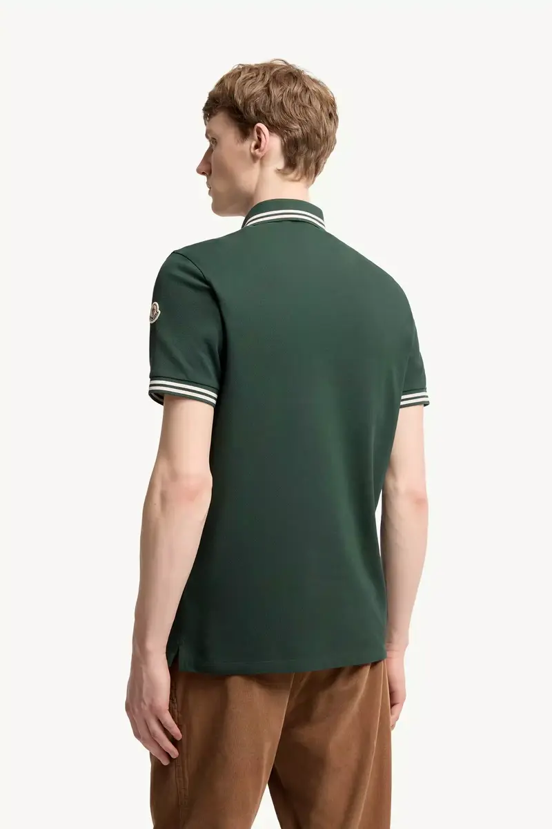 Moncler Striped Trim Cotton Piquet Polo Shirt | Thumbnail 6 Moncler Striped Trim Cotton Piquet Polo Shirt | Thumbnail 6
