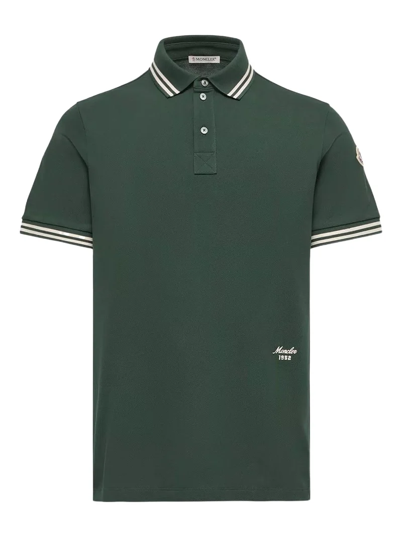 Striped Trim Cotton Piquet Polo Shirt Striped Trim Cotton Piquet Polo Shirt