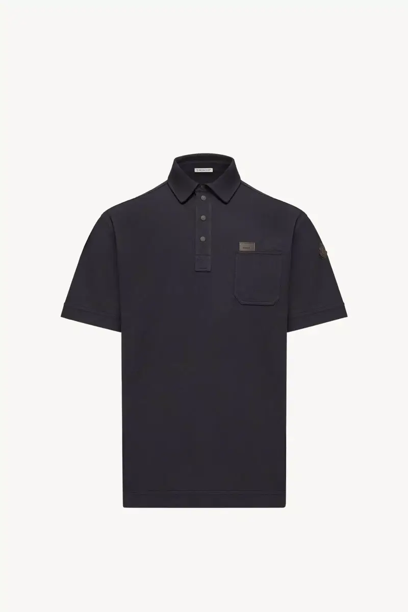 Moncler Leather Logo Tag Cotton Polo Shirt | Thumbnail 2 Moncler Leather Logo Tag Cotton Polo Shirt | Thumbnail 2