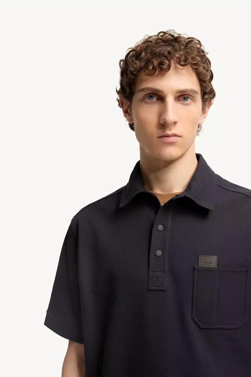 Moncler Leather Logo Tag Cotton Polo Shirt | Thumbnail 7 Moncler Leather Logo Tag Cotton Polo Shirt | Thumbnail 7