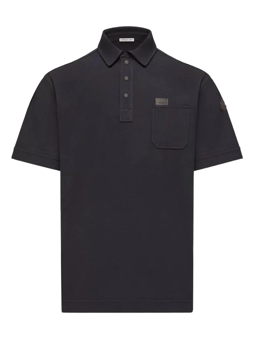Leather Logo Tag Cotton Polo Shirt