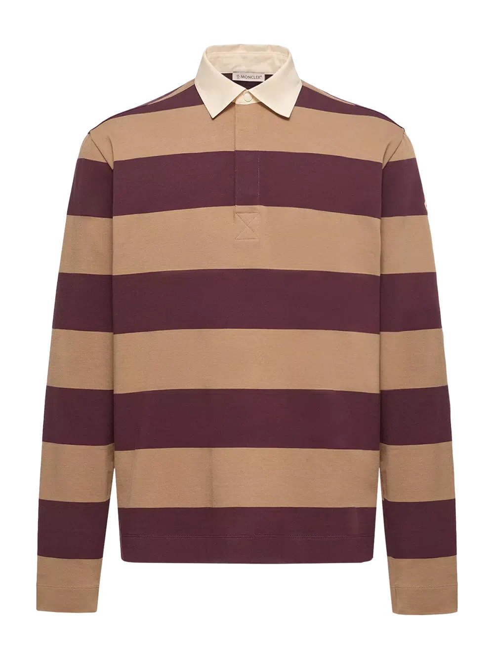 Moncler Striped Cotton Long Sleeve Polo Shirt