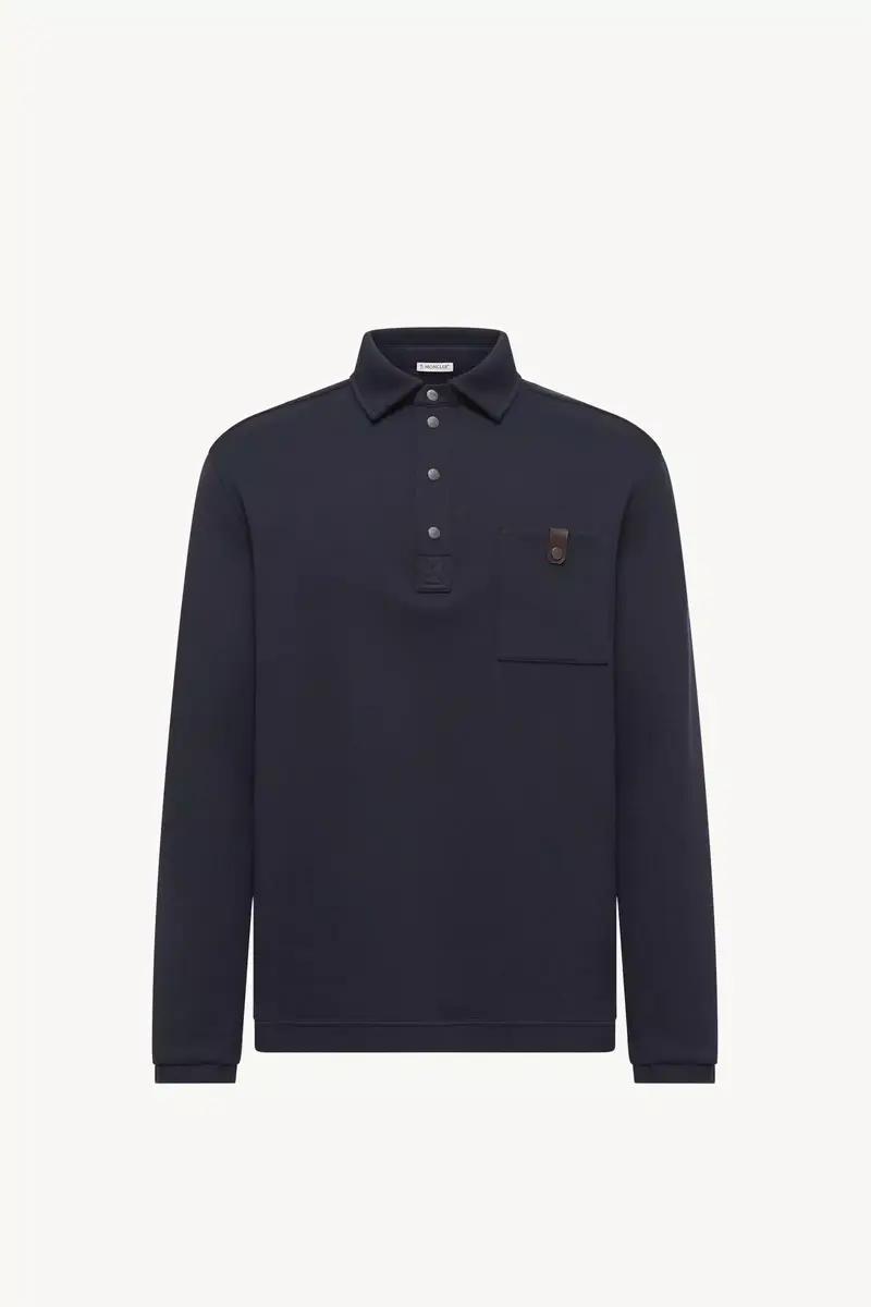 Moncler Cotton Long Sleeve Polo Shirt | Thumbnail 2 Moncler Cotton Long Sleeve Polo Shirt | Thumbnail 2