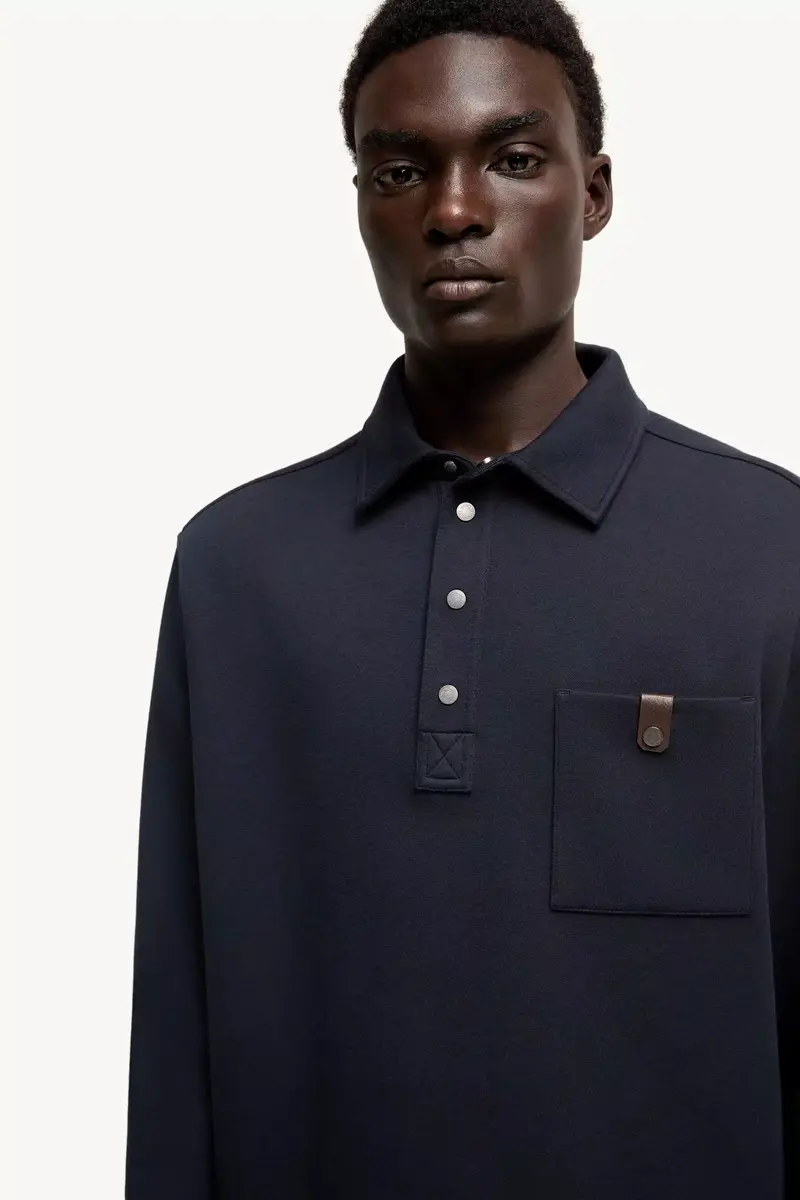 Moncler Cotton Long Sleeve Polo Shirt | Thumbnail 7 Moncler Cotton Long Sleeve Polo Shirt | Thumbnail 7