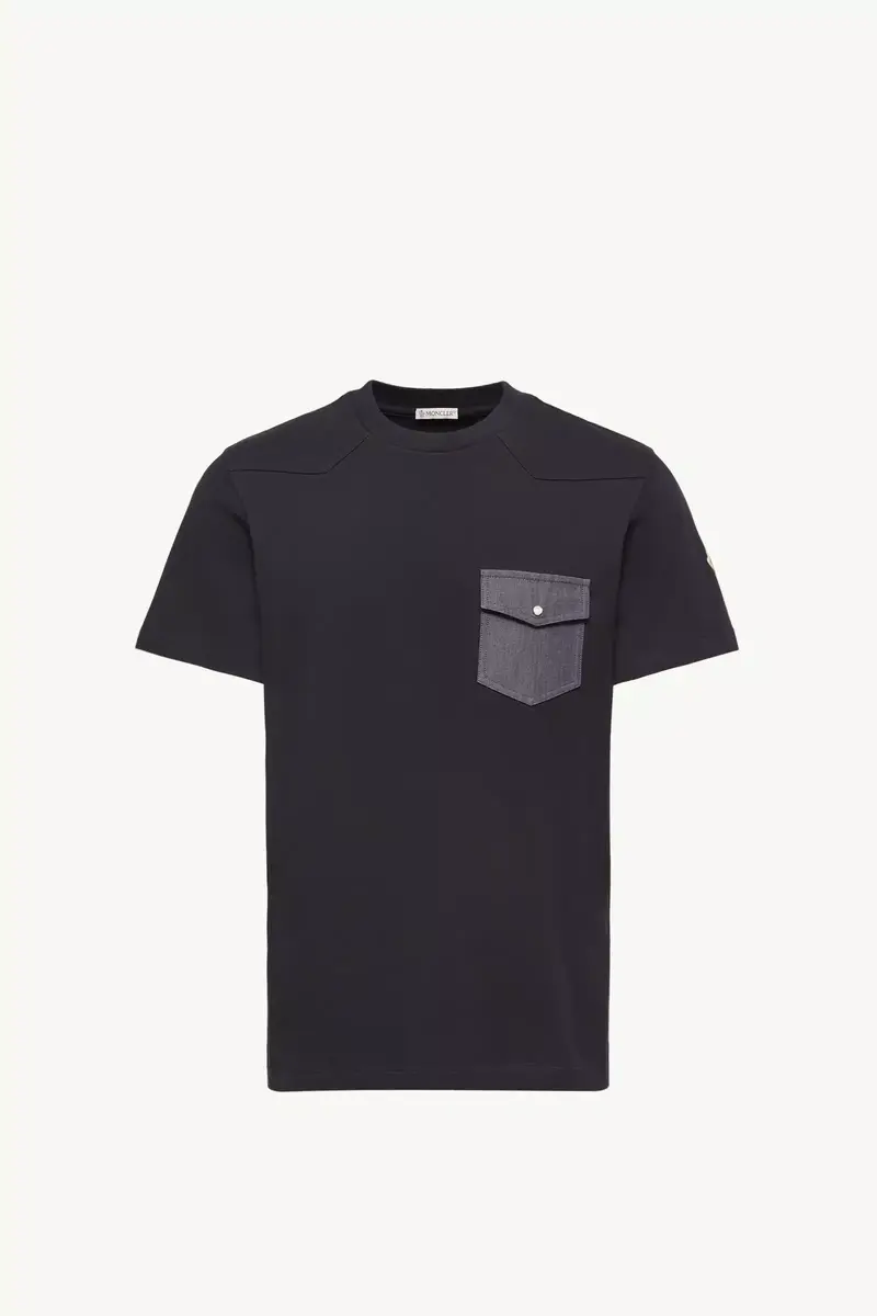 Moncler Cotton Jersey T-shirt With Denim Pocket | Thumbnail 2 Moncler Cotton Jersey T-shirt With Denim Pocket | Thumbnail 2