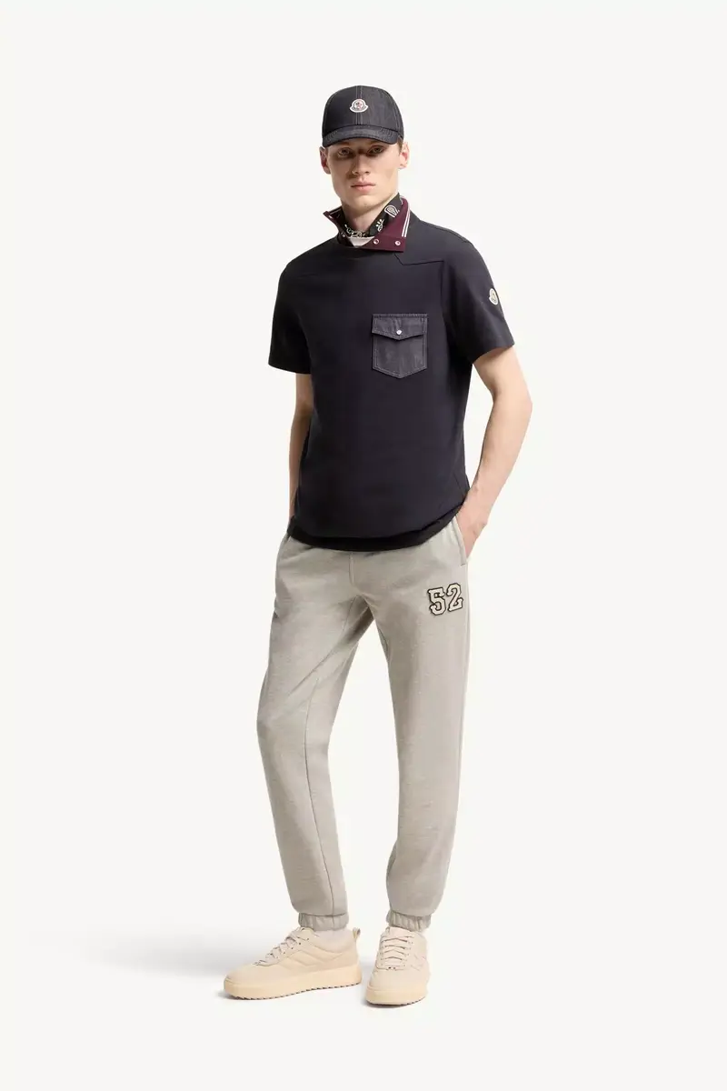 Moncler Cotton Jersey T-shirt With Denim Pocket | Thumbnail 3 Moncler Cotton Jersey T-shirt With Denim Pocket | Thumbnail 3