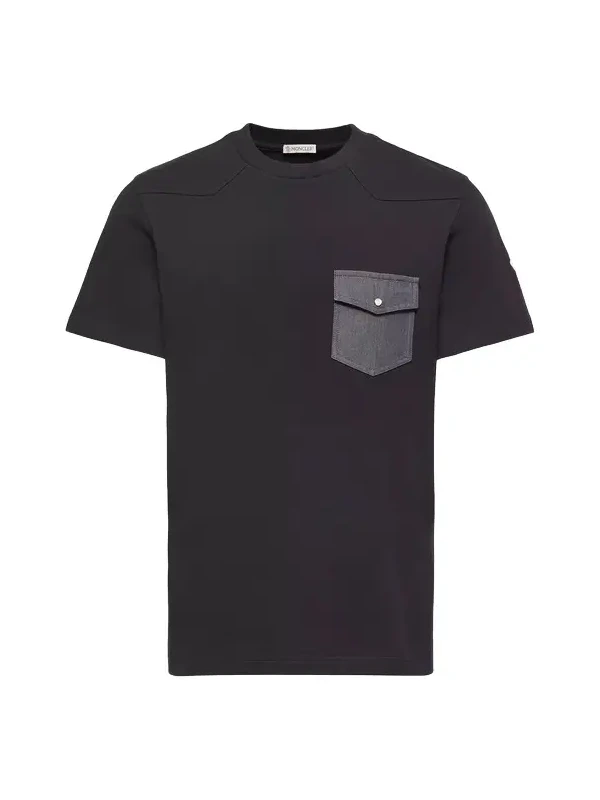 Cotton Jersey T-shirt With Denim Pocket Cotton Jersey T-shirt With Denim Pocket