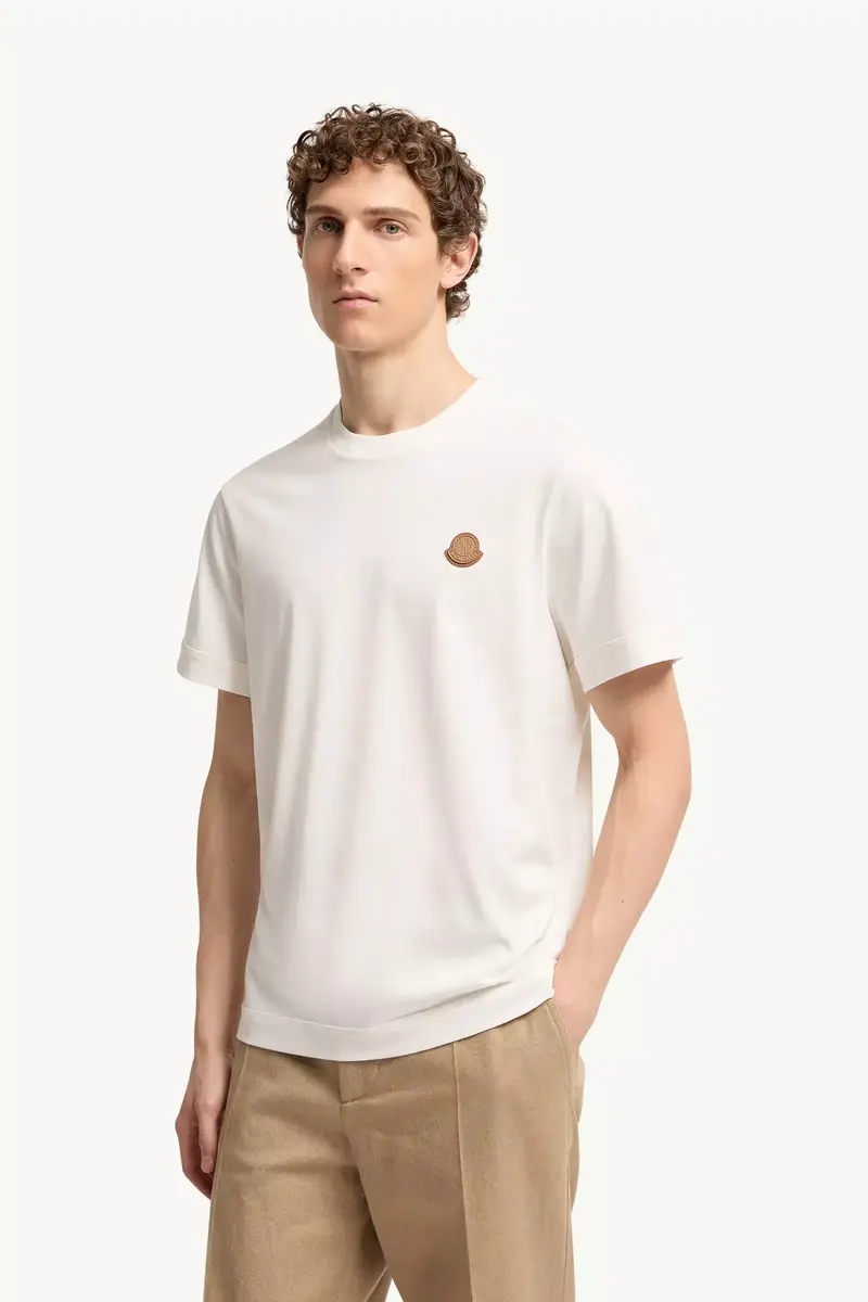 Moncler Double Leather Logo Cotton T-shirt | Thumbnail 4 Moncler Double Leather Logo Cotton T-shirt | Thumbnail 4